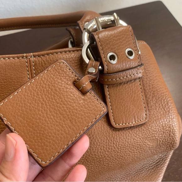 Tignanello Camel Pebble Leather Small Handbag Satchel - Picture 5 of 7